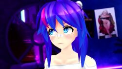  animated bandage bare_shoulders blue_eyes blush bow bubble clothed collarbone complex_background empty_eyes female_only femsub happy_trance pale_skin pink_hair ponytail projekt_melody purple_hair ribbon smile swaying video virtual_youtuber vynil 