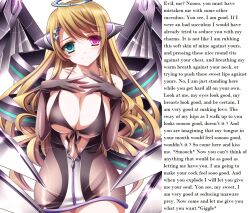 breasts caption caption_only demon demon_girl femdom heterochromia hypsubject_(manipper) manip pov pov_sub succubus text