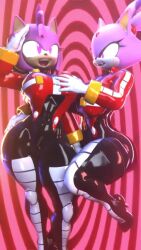  amy_rose blaze_the_cat breast_grab cat_girl clothed femsub furry multiple_girls multiple_subs palisal pink_eyes rubber saluting sonic_the_hedgehog_(series) spiral spiral_background video 