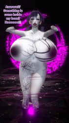  3d black_clover bottomless breast_expansion breasts corruption delightfulw demon_girl femsub large_breasts long_hair magic nipples noelle_silva nude text tongue_out topless transformation twintails 