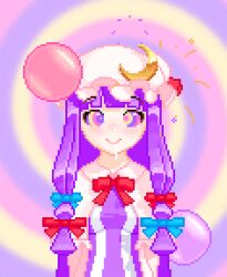  animated animated_gif bangs bonnet bubble dress drool fabius femsub happy_trance kaa_eyes long_hair patchouli_knowledge ping pixel_art purple_hair simple_background smile spiral_background straight-cut_bangs touhou 