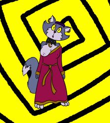  breasts cat_girl clothed_exposure drool earrings empty_eyes exposed_chest expressionless femsub furry large_breasts ms._fortune_(toonstruck) one_eye_open pascalthesnek robe shrunken_irises spiral_background standing tagme toonstruck yellow_sclera 