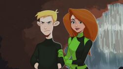 alternate_costume artist_request bodysuit disney femsub happy_trance kim_possible kim_possible_(series) microchip red_hair ron_stoppable smile tech_control