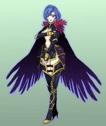  armor blue_eyes blue_hair cape catria_(fire_emblem) cleavage_cutout corruption covering female_only femsub fire_emblem fire_emblem_echoes fire_emblem_mystery_of_the_emblem gloves gold harrier_(fire_emblem) headband high_heels isobe_roll navel nintendo short_hair simple_background solo tagme thigh_boots thighs 