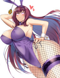  blush bow_tie breasts brown_hair bunny_girl bunnysuit cleavage coin cuffs fate/grand_order fate_(series) female_only femsub fishnets glowing glowing_eyes happy_trance huge_breasts kumakichi large_hips leotard long_hair manip misterman4_(manipper) pendulum scathach_(fate/grand_order) smile spiral_eyes symbol_in_eyes tagme 
