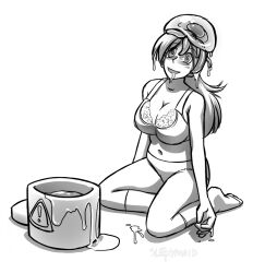  androgynous androgynous_dom blush bra brain_drain breasts cleavage drool female_only femsub greyscale happy_trance kneeling large_breasts metroid metroid_(series) midriff monochrome navel nintendo parasite simple_background sketch sleepymaid socks solo spiral_eyes symbol_in_eyes underwear white_background 