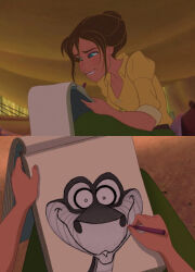  accidental_hypnosis blue_eyes brown_hair disney femsub inanimate_object jane_porter kaa kaa_eyes manip poptartbitch_(manipper) self_hypnosis smile tarzan_(movie) the_jungle_book 