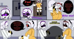  comic cyn_(murder_drones) doll_(murder_drones) female_only femdom femsub murder_drones possession red_eyes red_hair reypan robot serial_designation_j serial_designation_v tagme text uzi_doorman white_hair 