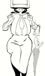  animated antenna belt blueparikeet boots cleavage cleavage_cutout clothed female_only femsub huge_breasts hypnotized_dom id_card large_ass monitor multiple_girls multiple_subs nipples no_bra open_mouth pants remote_control simple_background skirt sub_on_sub suit sweat tagme tech_control tie tv video video_game white_background wide_hips 