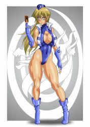  alexis_rhodes bare_legs bare_shoulders blonde_hair boots breasts cleavage expressionless female_only fingerless_gloves gloves hat high_heels large_breasts leotard long_hair shadaloo_dolls sigfried028 spiral spiral_eyes street_fighter symbol_in_eyes yu-gi-oh! yu-gi-oh!_gx 