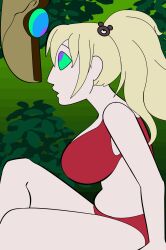  animated animated_gif bikini blonde_hair colorrings dangan_ronpa dazed disney hair_ornament junko_enoshima kaa kaa_eyes large_breasts open_mouth pale_skin the_jungle_book twintails 