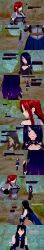 absurdres armor aware black_hair blue_eyes blush brown_eyes clothed cyanstargazer dialogue english_text erza_scarlet fairy_tail female_only femdom femsub freckles hair_covering_one_eye long_hair multicolored_eyes multiple_girls purple_eyes red_eyes red_hair text ultear_milkovich