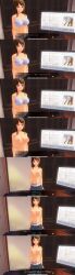 3d absurdres blue_hair bottomless breasts brown_hair comic custom_maid_3d_2 dialogue drool empty_eyes expressionless femsub happy_trance kamen_writer_mc kisaragi_co._girl&#039;s_dorm large_breasts maid maledom nude original red_hair symbol_in_eyes text topless