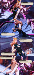  3d absurdres androgynous_dom bare_breasts bare_legs bare_shoulders bent_over blue_eyes breast_fondling breast_grab breasts clothed crown dialogue doggy_style dress edengpose edenhianne english_text eye_color_change femsub final_fantasy final_fantasy_xiv groping holding_breasts kneeling licking long_tongue multiple_doms nipples nude open_mouth pink_eyes possession sex smile square_enix text tongue tongue_out viera voidsent 