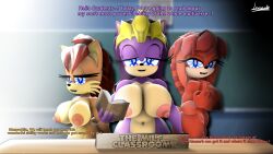 3d absurdres bottomless breasts dialogue echidna_girl exkaizuhan female_only femsub fox_girl furry happy_trance hedgehog_girl lara-le large_breasts long_hair multiple_girls nude open_mouth purple_hair queen queen_aleena_hedgehog rosemary_prower short_hair smile sonic_the_hedgehog_(series) sonic_underground spiral_eyes symbol_in_eyes text topless