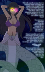  black_hair bra breasts caption cleavage clothed dialogue female_only femdom hypnotic_eyes jonfawkes kaa_eyes large_breasts long_hair looking_at_viewer manip monster_girl my_little_pony naga_girl octavia pov pov_sub sleep_command snake_girl suppas_(manipper) text underwear 