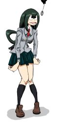  absurdres coin crossed_eyes drool female_only femsub gmun knees_together long_hair my_hero_academia open_mouth pendulum skirt standing thighhighs tongue tongue_out tsuyu_asui 