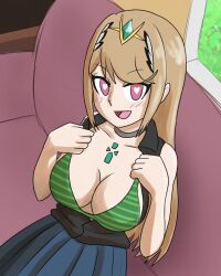 blonde_hair bra heart_eyes long_hair mythkaz mythra_(xenoblade) nintendo tagme xenoblade_chronicles xenoblade_chronicles_2