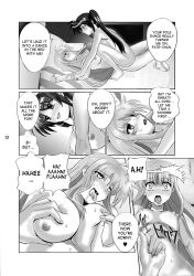  artist_request bottomless breasts comic drool empty_eyes fate_testarossa female_only hard_translated large_breasts magical_girl_lyrical_nanoha monochrome nanoha_takamachi nude pussy sex sex_toy tagme text topless translated tribadism trigger vibrator yuri 
