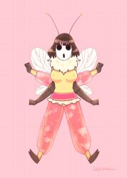  antenna bee_girl breasts brown_hair bug_girl deffy_(defcon7) female_only femsub hypnotic_accessory large_breasts littleinksheep mask multiple_arms original short_hair topless transformation wings 