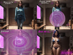  ai_art before_and_after caption gregory_michelson_(generator) large_breasts multicolored_hair transformation 