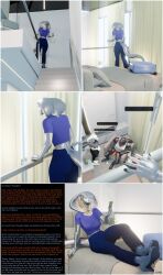  3d baxie_(thalarynth) bed bedroom bottomless caption comic complex_background del_(thalarynth) dialogue femsub furry high_heels ian_(thalarynth) original pov pov_dom scalie snake_boy snake_girl speech_bubble tank_top text thalarynth_(manipper) vivian_(thalarynth) 
