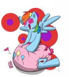 animals_only diaper drool female_only femsub happy_trance heart heart_eyes horse kraudian_(manipper) my_little_pony open_mouth pegasus rainbow_dash softballoonpony symbol_in_eyes wings
