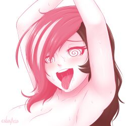 ahegao arms_above_head blush bottomless breasts cslucaris drool female_only femsub happy_trance icontrol_(manipper) large_breasts long_hair manip multicolored_hair naughty_face neopolitan nude open_mouth rwby simple_background solo spiral_eyes sweat symbol_in_eyes tears tongue tongue_out topless white_background