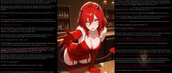 accidental_hypnosis ai_art ambiguous_pov caption caption_only cleavage dress female_only femdom garter_straps gloves horns hypnotic_drink hypnotic_gas hypnotic_kiss hypnotic_smell kissing lusty_laboratory malesub manip pov pov_sub red_hair succubus tail text thighhighs unaware yellow_eyes