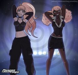  dangan_ronpa dangan_ronpa_another_episode dark_skin female_only femdom junko_enoshima light_skin maschaorsomething microphone second_generation_enoshima_junko spiral tagme 