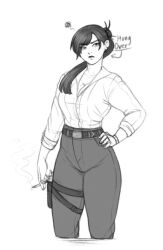 altered_common_sense angry breast_expansion cigarette clothed dialogue english_text erismanor female_only femsub flat_chest franktonius huge_breasts hyper_breasts ji-woo_(franktonius) original policewoman small_breasts smoke smoking solo text video