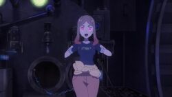 animated chicken_dance chicken_pose dancing glowing_eyes happy_trance mochi_dance nintendo orla_(pokemon) pokemon pokemon_(anime) purple_eyes smile solo tagme video