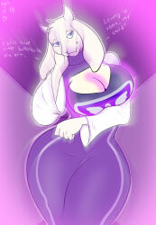  blue_eyes breasts cleavage cleavage_cutout femdom furry goat_girl horns huge_breasts hypnotic_breasts large_breasts looking_at_viewer manip monster pov pov_sub smile solo text toriel_dreemurr undertale waverun_(manipper) zp92 