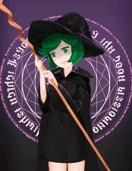  accidental_hypnosis animated animated_gif berserk blush breasts complex_background dazed dress drool femsub green_eyes green_hair happy_trance hat magic open_mouth robe schierke_(berserk) short_hair smile spiral_eyes staff symbol_in_eyes vlk1993 witch witch_hat 