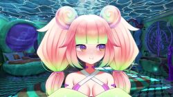 animated bangs bare_shoulders bioluminescence blush cuttlefish femdom green_hair hypnotic_eyes hypnotic_hair hypnotic_light multicolored_hair open_mouth pink_hair pov pov_sub smile sound spiral_eyes straight-cut_bangs stronny_cuttles stronny_cuttles_(artist) symbol_in_eyes twintails underwater video virtual_youtuber