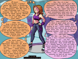  brown_hair caption clothed dialogue disney exhibitionism expressionless female_only femsub human_furniture inanimate_object kim_possible kim_possible_(series) leggings long_hair mannequin mr_scade orange_hair petrification resisting solo standing standing_at_attention tank_top text thought_bubble transformation 