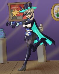 boots breasts cape character_request cygames dragalia_lost drool eye_mask female_only femsub green_eyes hat high_heels lapis_(dragalia_lost) mythkaz nintendo short_hair solo tagme zombie_walk