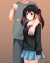  breast_grab clothed empty_eyes expressionless groping my_dress-up_darling nowa_sugaya pendulum skirt sona_bisque_doll standing tagme twintails yakai 