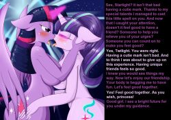  blush breasts caption female_only femdom femsub furry glowing glowing_eyes huge_breasts long_hair manip misterman4_(manipper) my_little_pony starlight_glimmer straight-cut_bangs suirano text tongue tongue_out twilight_sparkle western 