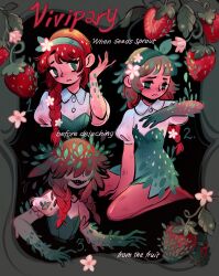 before_and_after braid corruption dress feefal femsub hairband kneeling monster_girl original parasite plant_girl red_hair sequence smile solo transformation