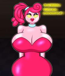  al_gx breasts clothed corruption happy_trance huge_breasts hypnotic_eyes large_hips lipstick mommy mommy_long_legs monster_girl pink_hair pink_skin poppy_playtime spiral_eyes standing symbol_in_eyes 