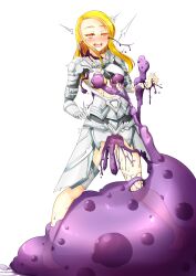 ahegao all_the_way_through armor blonde_hair brain_injection breasts dazed drool female_only femsub glowing glowing_eyes happy_trance long_hair original possession slime sword vahn_yourdoom