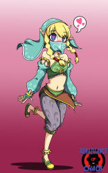 arm_warmers blonde_hair blush breasts breath_of_the_wild dancer elf_ears female_only femsub happy_trance harem_outfit heart heart_eyes hyrule_warriors large_breasts linkle nintendo renaissanceofchaos short_hair symbol_in_eyes the_legend_of_zelda twintails veil