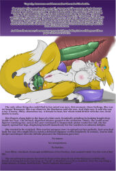 bottomless breasts caption digimon dildo female_only femsub furry happy_trance large_breasts nude open_mouth renamon sex_toy text tongue tongue_out topless