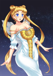 blonde_hair breasts cleavage empty_eyes femsub haryudanto large_breasts long_hair open_mouth sailor_moon sailor_moon_(series) twintails