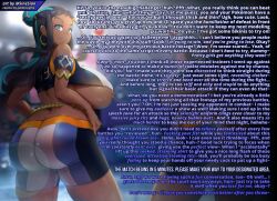  absurdres ass ass_focus blue_eyes blue_hair caption caption_only dark_skin earrings female_only femdom golden_scythe_(manipper) gradient_text gym_uniform huge_ass hypnotic_ass large_ass large_hips looking_at_viewer looking_back male_pov malesub manip nessa_(pokemon) nintendo nipples pokemon pokemon_sword_and_shield pov pov_sub sinesian smug text tight_clothing wide_hips 
