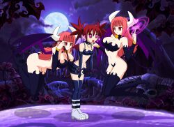  absurdres boots breasts charm_(spell) chin_hold dead_source demon_girl disgaea etna femdom femsub floating happy_trance heart heart_eyes horns jimryu large_breasts long_hair magic monster_girl multiple_girls pink_hair red_eyes red_hair short_hair succubus succubus_(disgaea) symbol_in_eyes thigh_boots thighhighs wings 