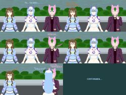 blue_hair brown_eyes brown_hair green_eyes green_hair nyarukavt nyarupix_thotep pink_eyes pink_hair pixel_art purple_eyes shizu_thotep sleeping trigger tsubaki_mineo white_hair white_skin