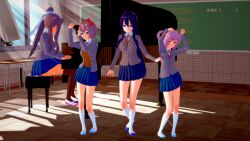 3d dancing doki_doki_literature_club empty_eyes femdom femsub finalheart happy_trance long_hair monika natsuki_(doki_doki_literature_club) sayori_(doki_doki_literature_club) school_uniform short_hair yuri_(doki_doki_literature_club)