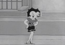  animated animated_gif betty_boop black_hair dazed expressionless female_only femsub greyscale humor open_mouth screencast short_hair standing standing_at_attention western 